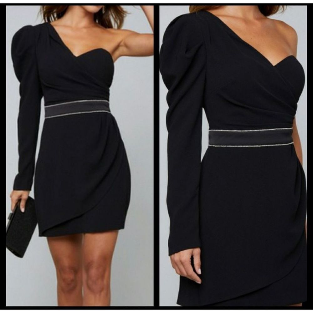 bebe Black One-Shoulder Mini Dress